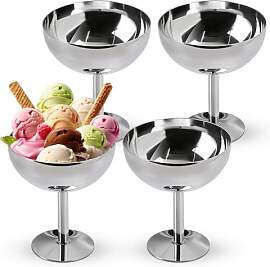 4 Stück Eisbecher, Edelstahl Dessertbecher,