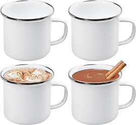4 Stück Emaille Tasse, 350ml Emaille Becher,