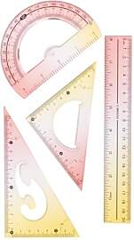 4 Stück Geometrie-Set, Transparentes Kunststoff