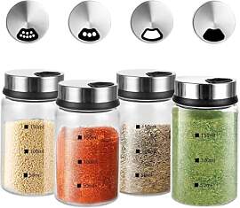 4 Stück Gewürzgläser mit Drehdeckel 150ml, Rund 
