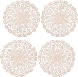4 Stück Häkeldeckchen Spitzenuntersetzer, 26cm
