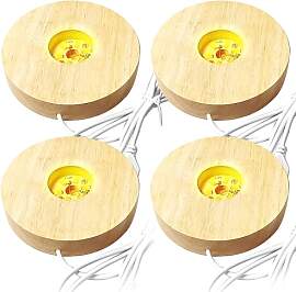 4 Stück Holz LED Lichtsockel: LED Holzsockel, 3