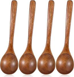 4 Stück Holzlöffel Set 8,4 X 4,4 Cm Esslöffel