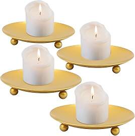 4 Stück Kerzenständer Gold für Stumpenkerzen,