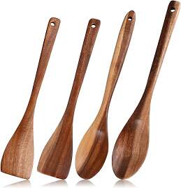 4 Stück Kochlöffel Holz Holzspatel Set,