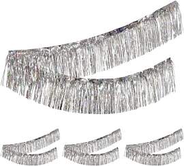 4 Stück Lametta Fransen Girlande Silber, 20x200cm 