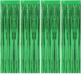4 Stück Lametta Vorhang Grün, 1m x 2m