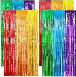 4 Stück Lametta Vorhang Regenbogen, PET