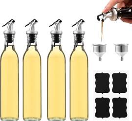 4 Stück Ölflasche, 500 ML Essig und Ölspender,