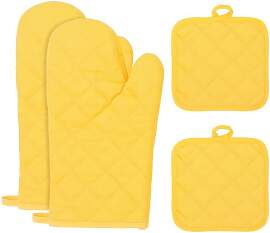 4 Stück Ofenhandschuhe und Topflappen-Sets für