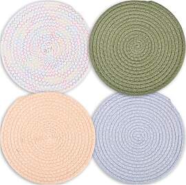 4 Stück Platzsets Rund, 24cm Tischsets Aus