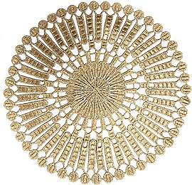 4 Stück Runde Bestickte Tischmatte,26-28cm Gold