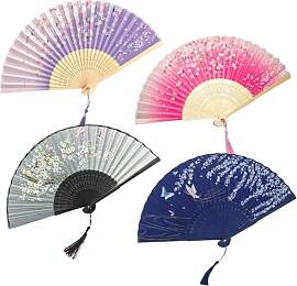 4 Stück Sakura Handfächer-Set mit 4 Organza