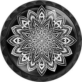 4 Stück schwarze und weiße Mandala-Blumenknöpfe 