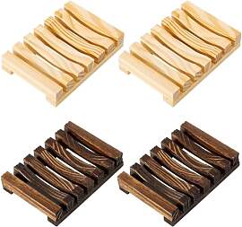 4 Stück Seifenschale Holz, Seifenablage,