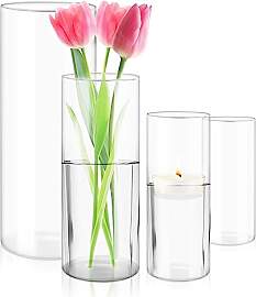 4 Stück Set Kerzenhalter Glas Glasvase, Klarglas