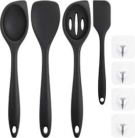 4 Stück Silikon Löffel Set - 28cm Langer Griff