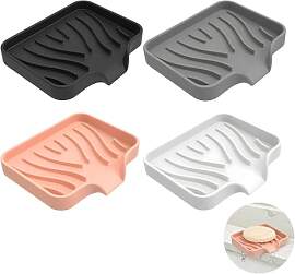 4 Stück Silikon Seifenschale mit Ablauf,