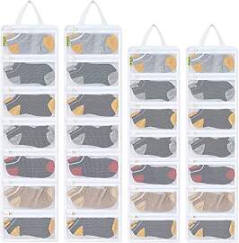 4 Stück Socken-Wäschesack, Socken-Organizer,