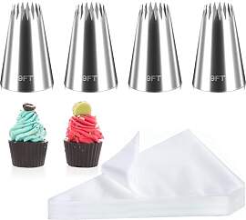 4 Stück Spritztüllen Set mit 10 Spritzbeutel