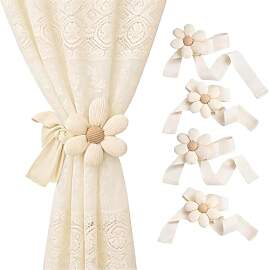 4 Stück Vorhang Halter, Gardinen Halter, Beige