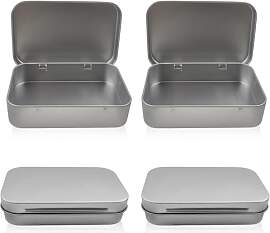4 Stücke Metalldöschen Klein, Silber Metalldosen 