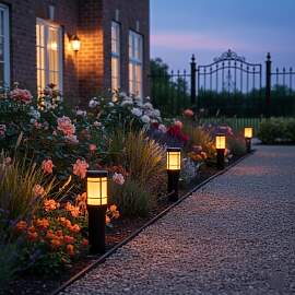 4x Fuego Solar LED RGB Gartenleuchte Schwarz