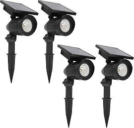 4x LED Solar Gartenspot Schwarz