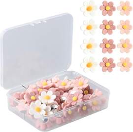 50er Set Kork Push Pins, Blumen Reißzwecken in