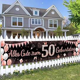 50. Geburtstag Banner Roségold Schwarz Frauen -