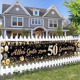 50. Geburtstag Deko Banner Schwarz Gold - Alles