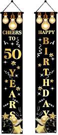 50. Geburtstag Deko Banner Schwarz Gold,Elegante