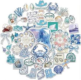 50 Stück Blaue Meeresthema Sticker Set