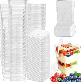 50 Stück Dessertgläser mit Löffeln &