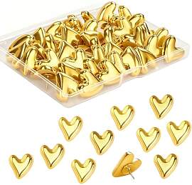 50 Stück Gold Reißzwecken Herz, 3D Metall