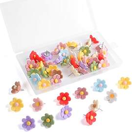 50 Stück Pinnadeln Bunt Blumen Reißzwecken