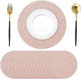 50 Stück Roségold Papier Platzsets rund, 35 cm,