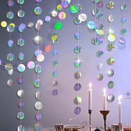 52 Ft Bunt Glitzer Papier Circle Dots Garland,4