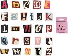 52 Stück Vintage Buchstaben Aufkleber,Bunt