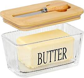 580ML Butterdose mit Holzdeckel, Butterdose Glas