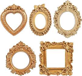 5 Stk Vintage Harz Bilderrahmen Kleine Goldene