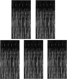 5 Stück 1m x 2m Lametta Vorhang Schwarz, Deko