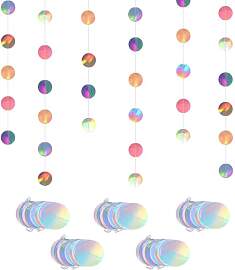 5 Stück 4m Runde Papier Girlande, Bunte Glitzer
