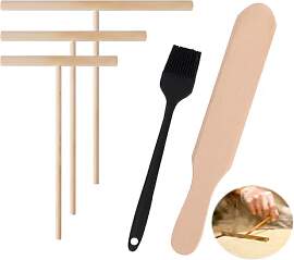 5 Stück Crepes Verteiler Set aus Buchenholz mit 3 