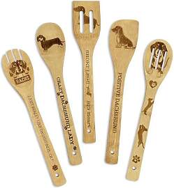 5 Stück Dackel Kochlöffel Set, Dachshund