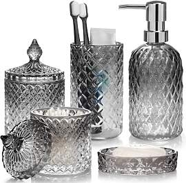 5 Stück Glas Badezimmer Zubehör Sets,