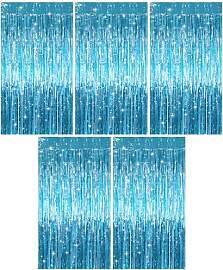 5 Stück Lametta Vorhang Blau, 1mx2m Glitzer