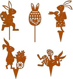 5 Stück Osterdeko Outdoor Gartenstecker Ostern