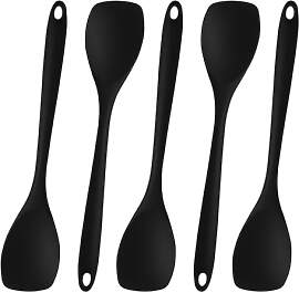 5 Stück Rühr Kochlöffel, Schwarz Kochlöffel