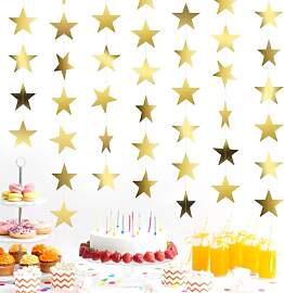 5 Stück Sternen Girlande Gold,Papiergirlande Mit